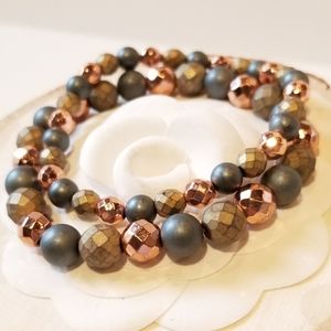 Chic 2 Pcs Set Hematite Rose Gold Stretch